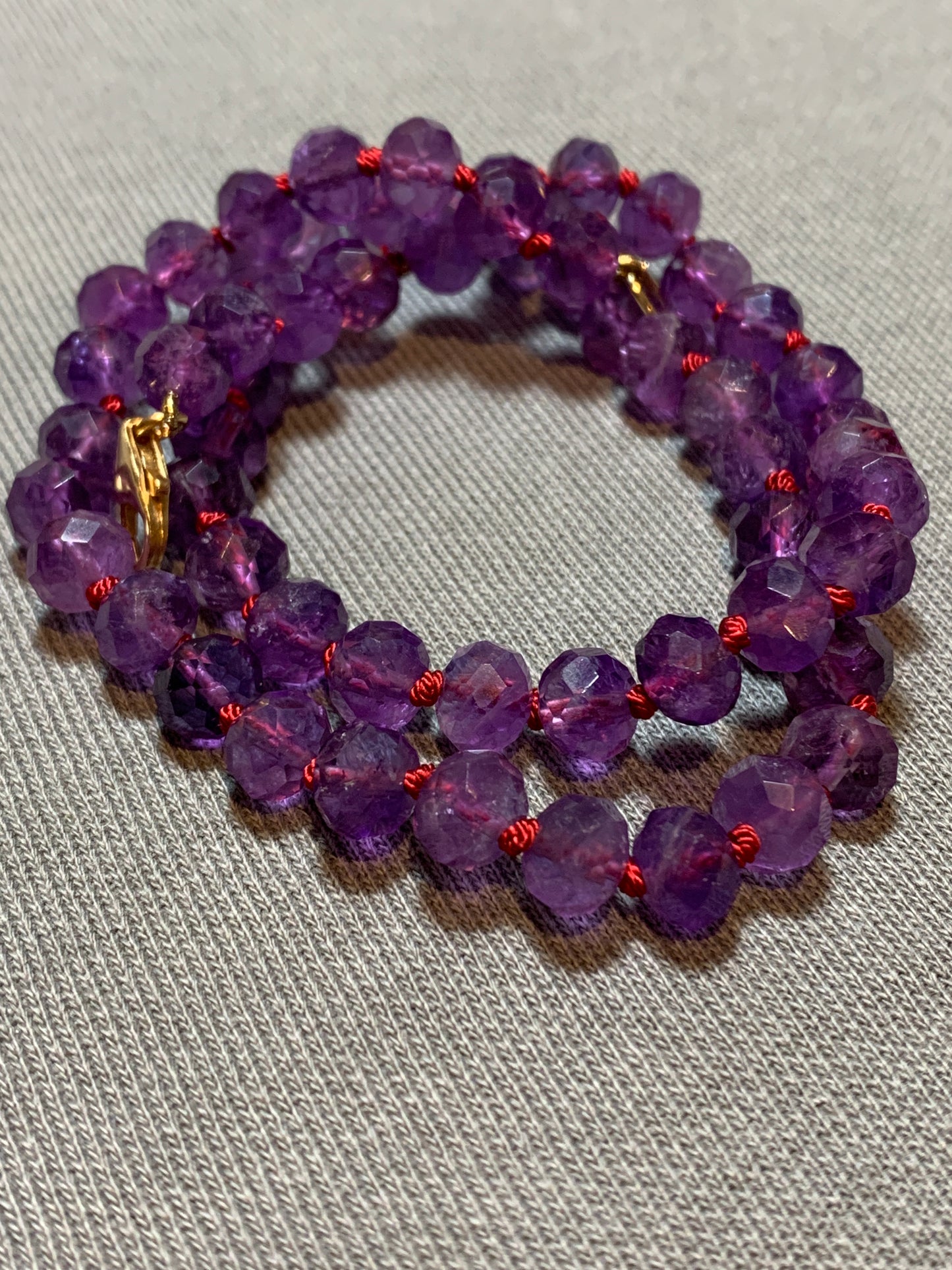 Sparkly Amethyst Hand Knotted Necklace