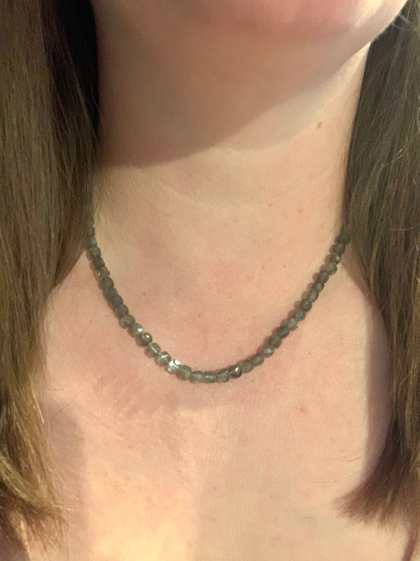 Labradorite Cubes Hand Knotted Gemstone Necklace