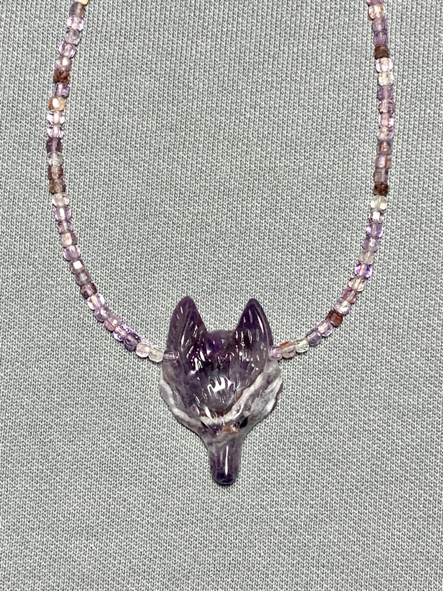 Amethyst Gemstone Wolf Necklace