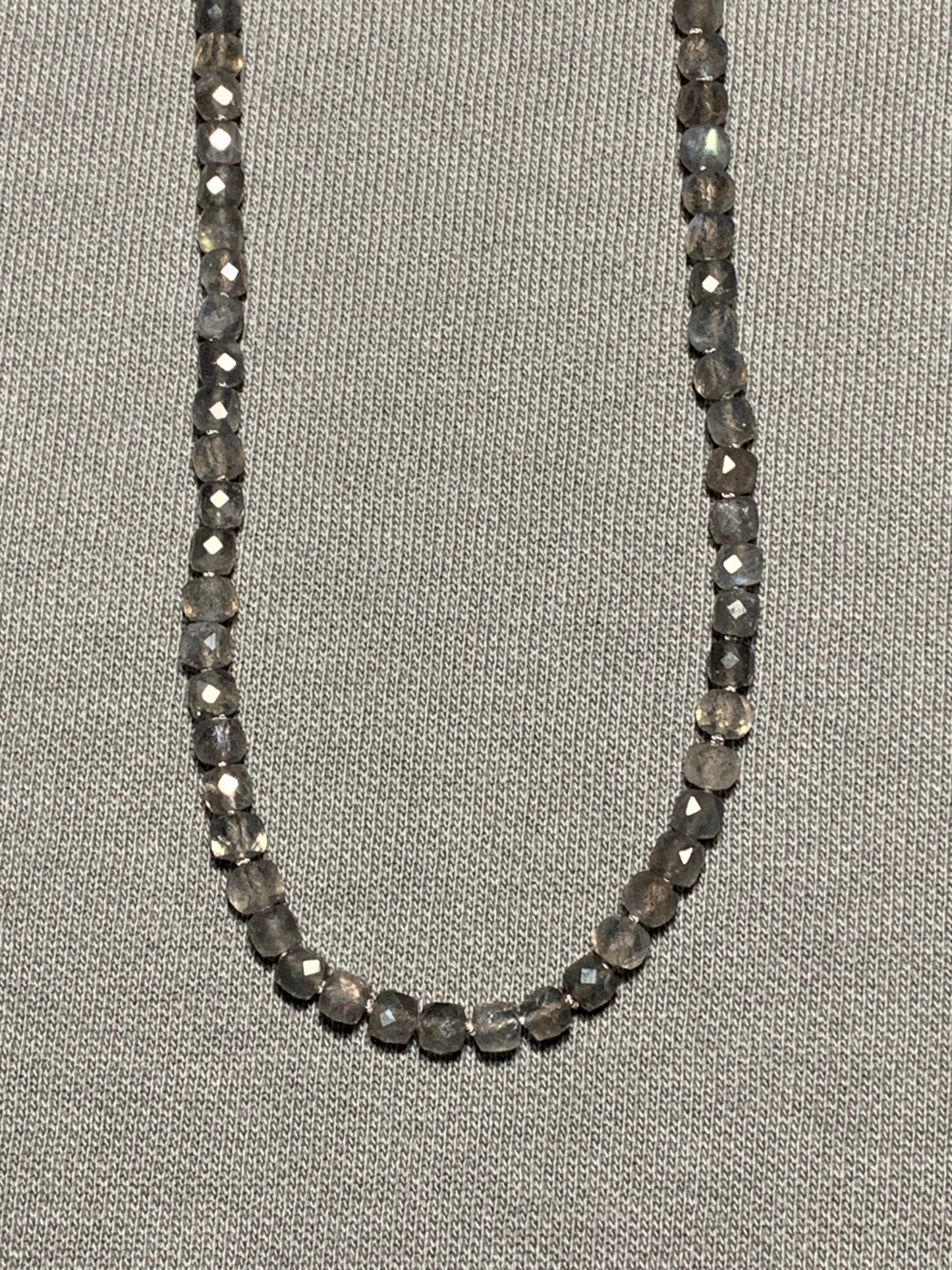 Labradorite Cubes Hand Knotted Gemstone Necklace