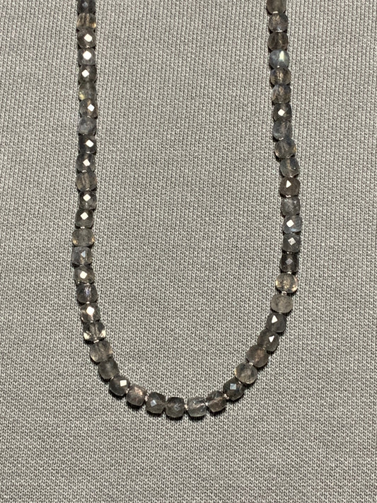Labradorite Cubes Hand Knotted Gemstone Necklace