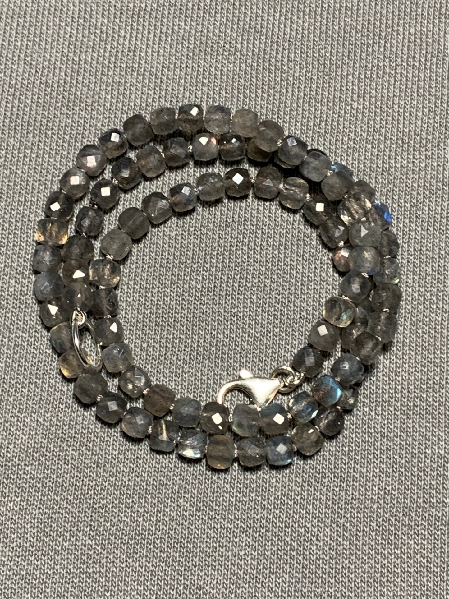 Labradorite Cubes Hand Knotted Gemstone Necklace