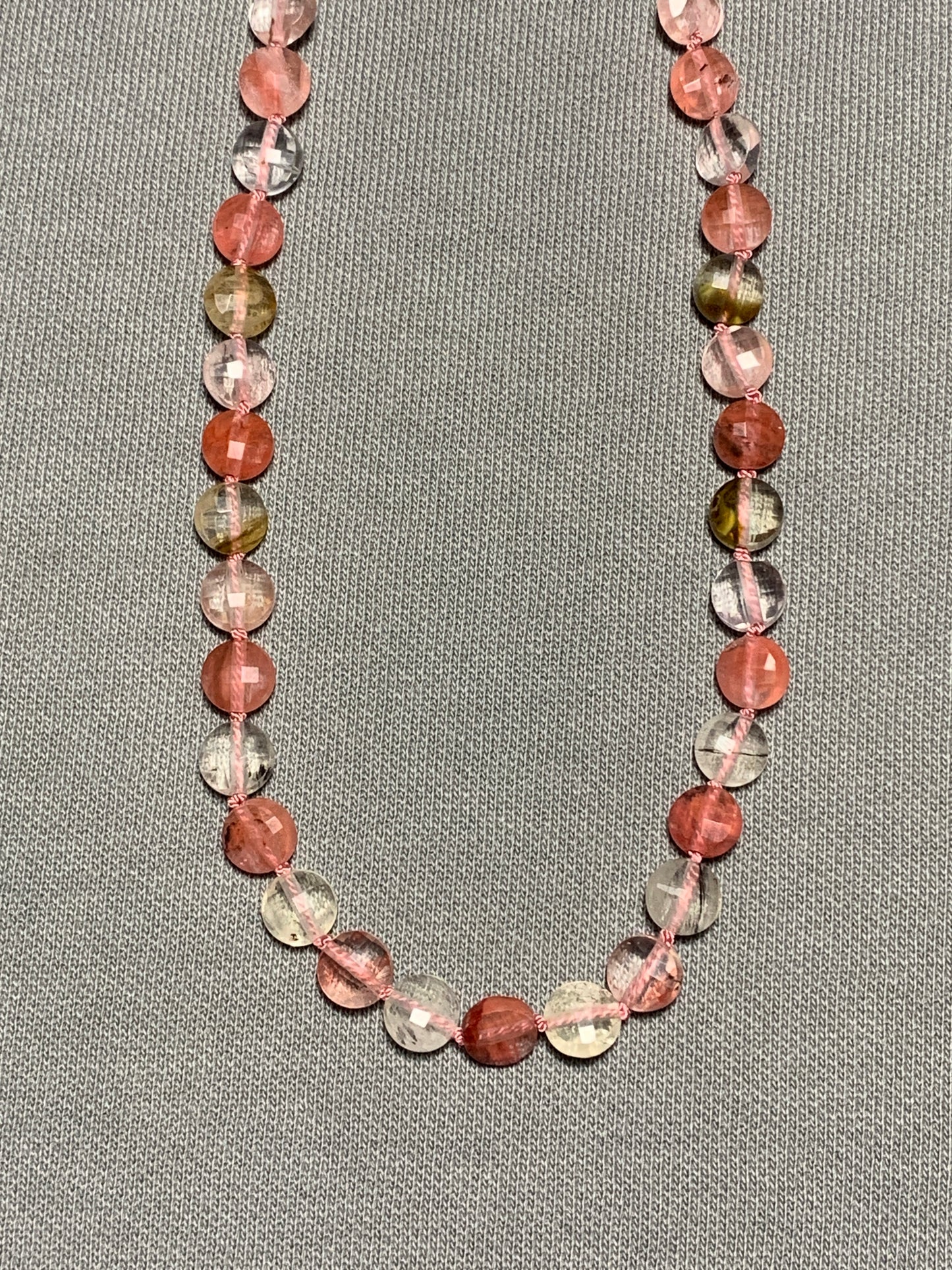 Cherry Quartz Hand Knotted Gemstone Necklace