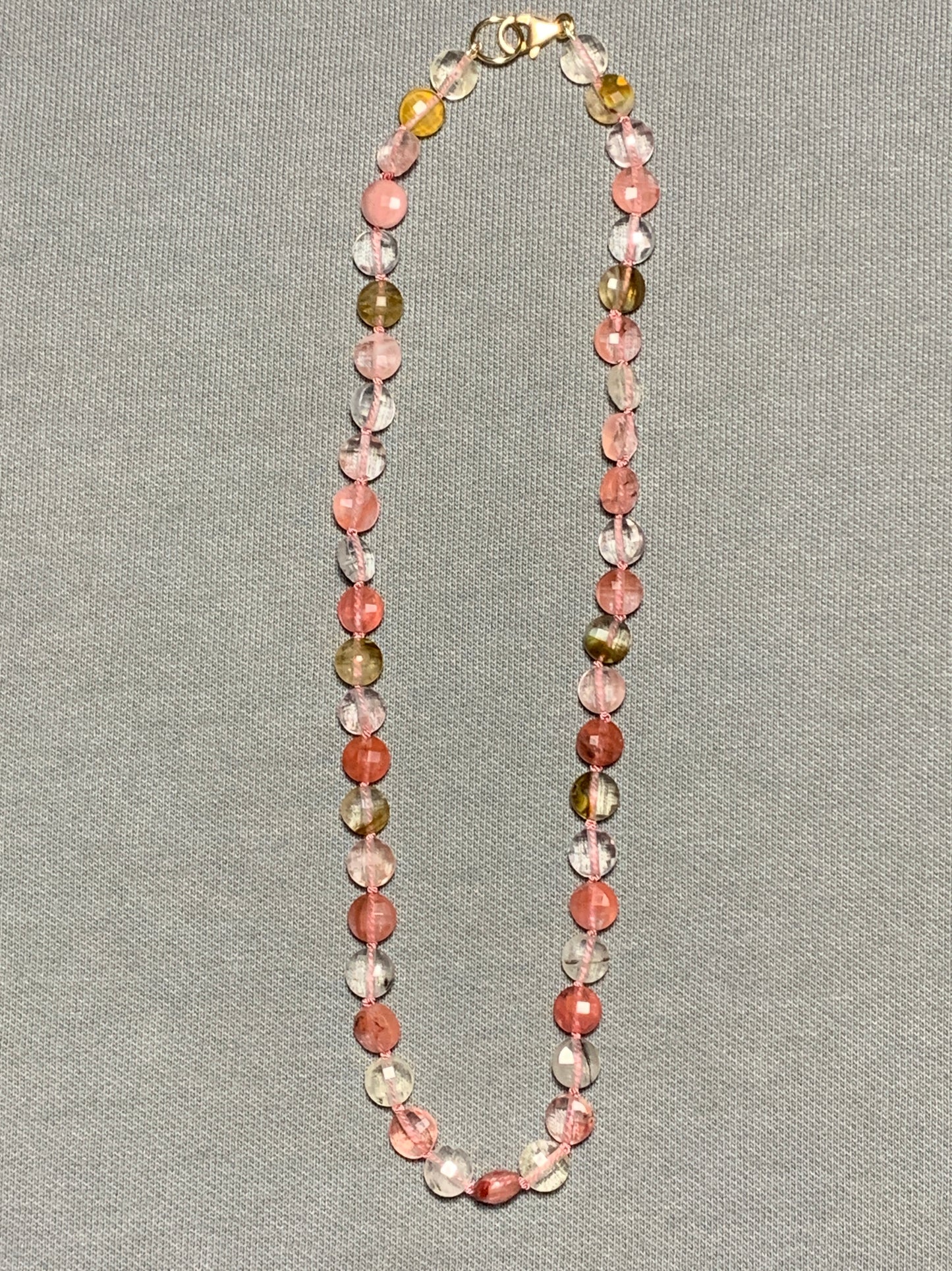 Cherry Quartz Hand Knotted Gemstone Necklace