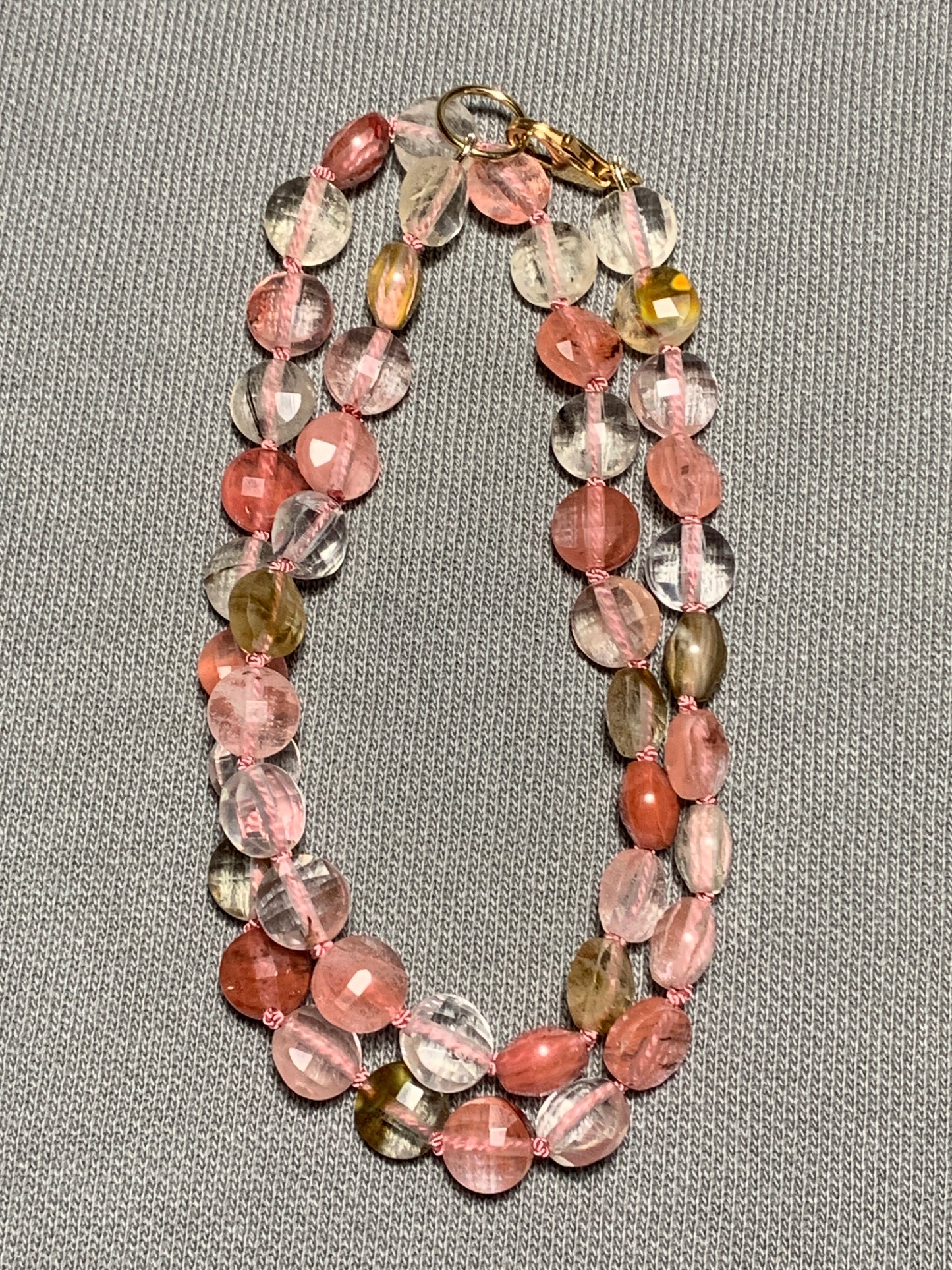 Cherry Quartz Hand Knotted Gemstone Necklace