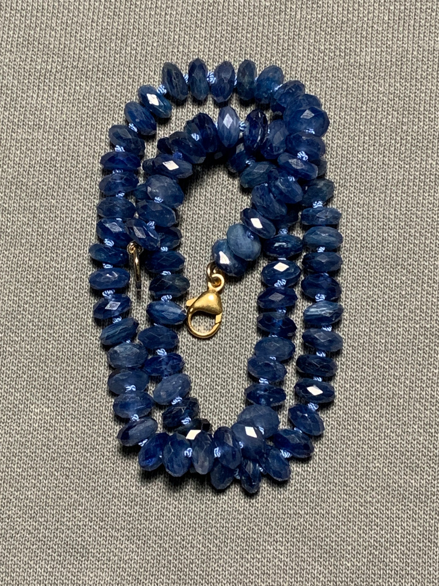 Sparkly Blue Kyanite Hand Knotted Necklace