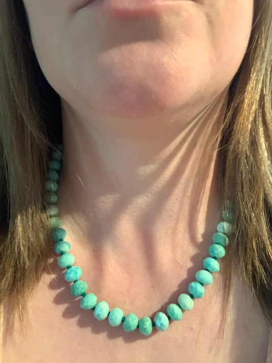 Peruvian Amazonite Hand Knotted Gemstone Necklace