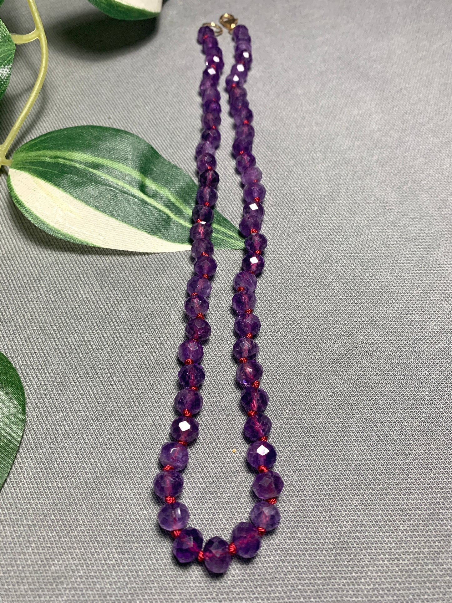 Sparkly Amethyst Hand Knotted Necklace