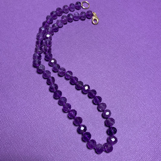 Sparkly Amethyst Hand Knotted Necklace