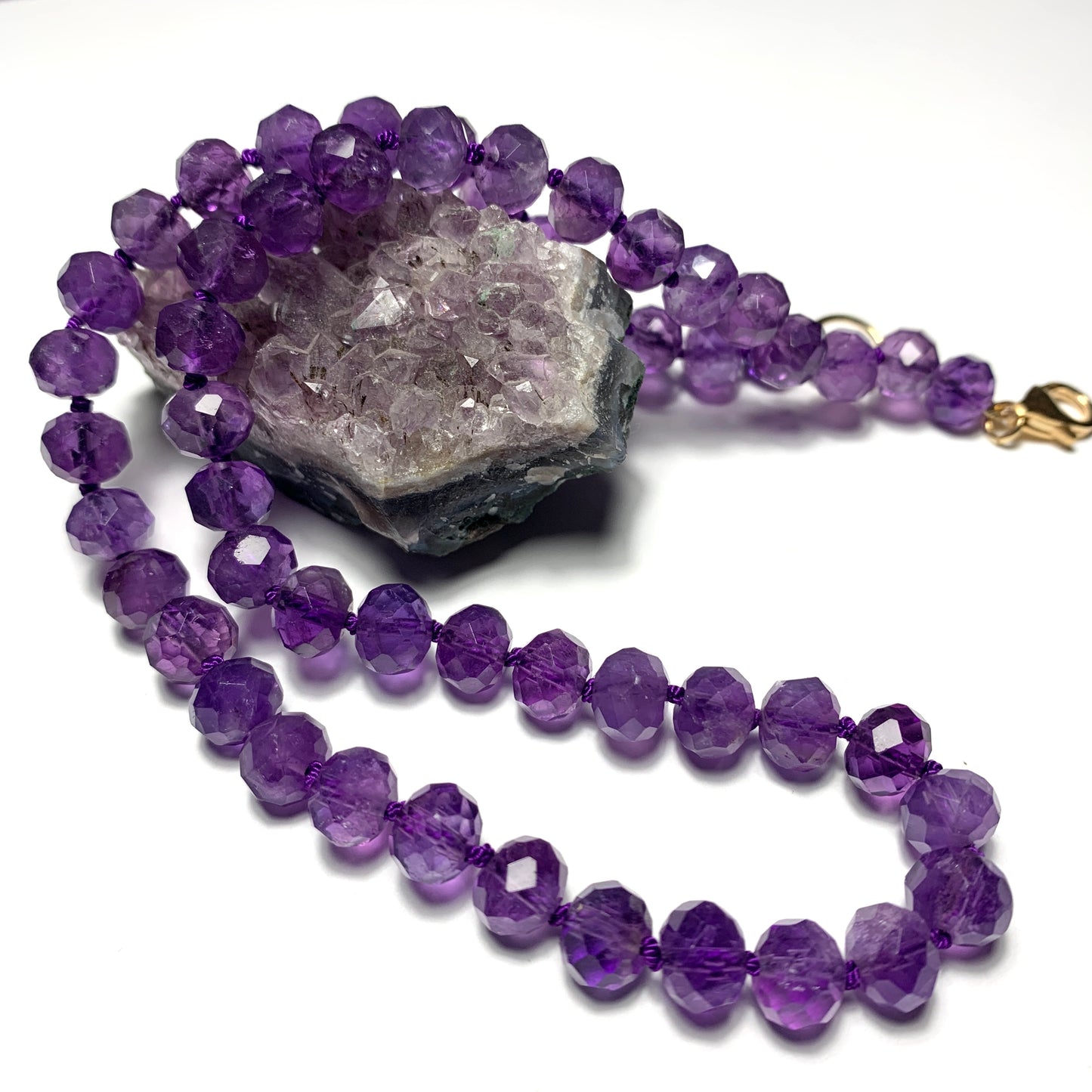 Sparkly Amethyst Hand Knotted Necklace