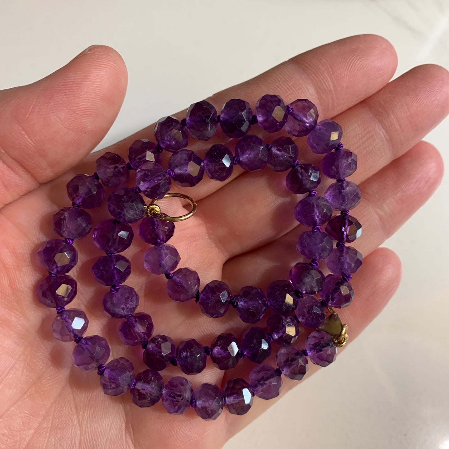 Sparkly Amethyst Hand Knotted Necklace