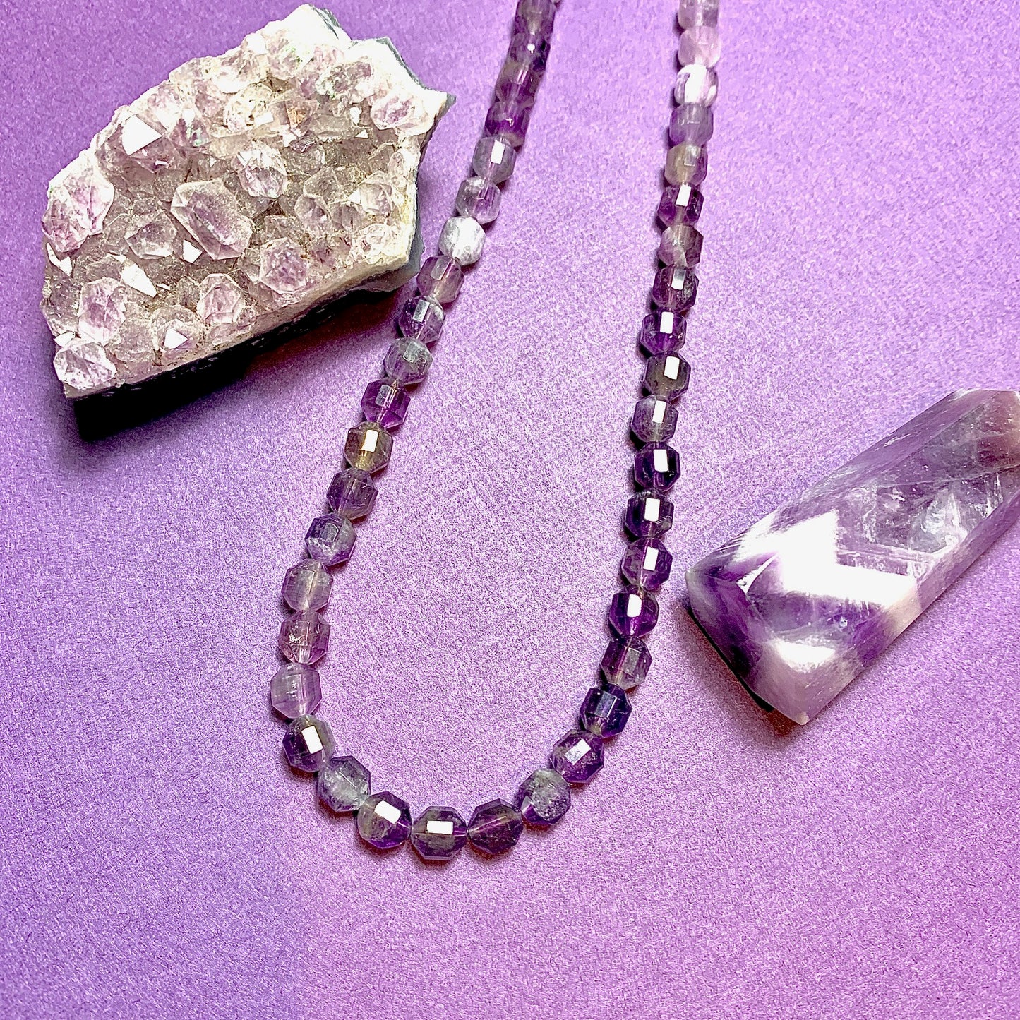 Amethyst Prisms Beaded Necklace