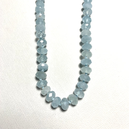 Sparkly Aquamarine Hand Knotted Necklace