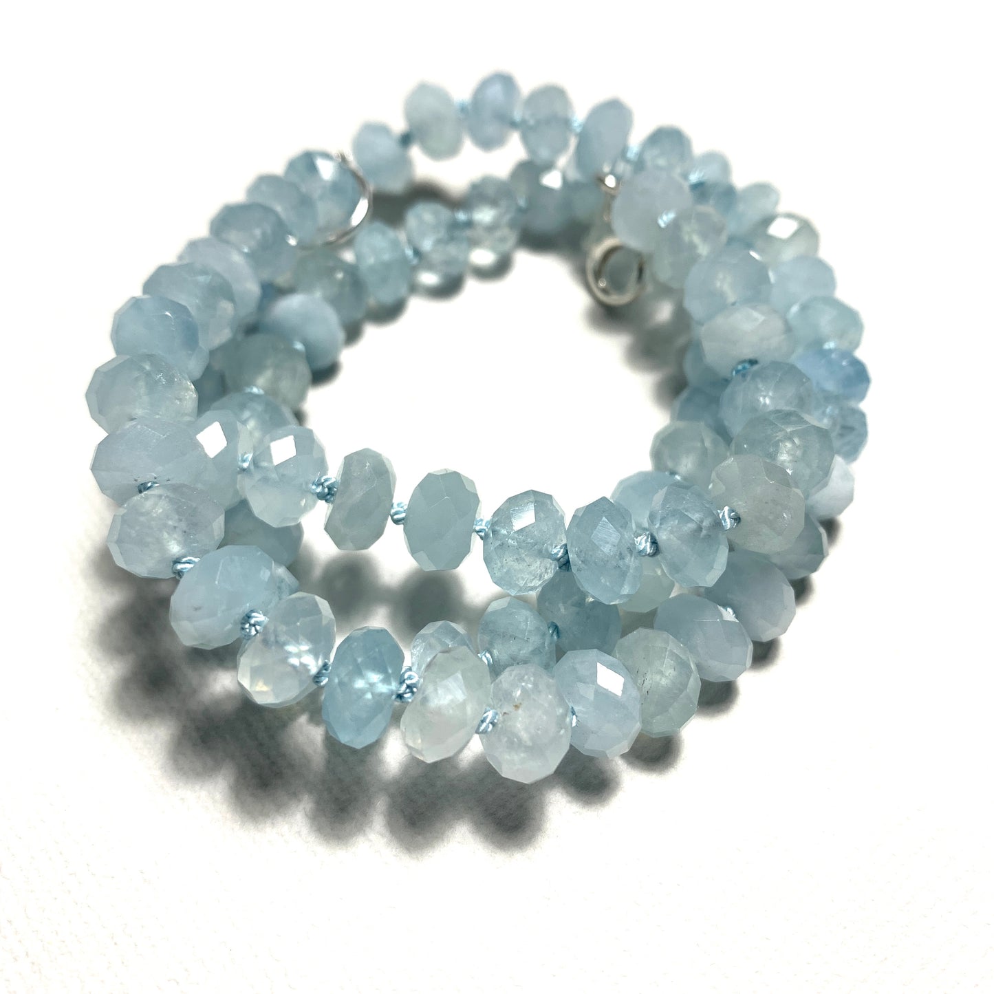 Sparkly Aquamarine Hand Knotted Necklace