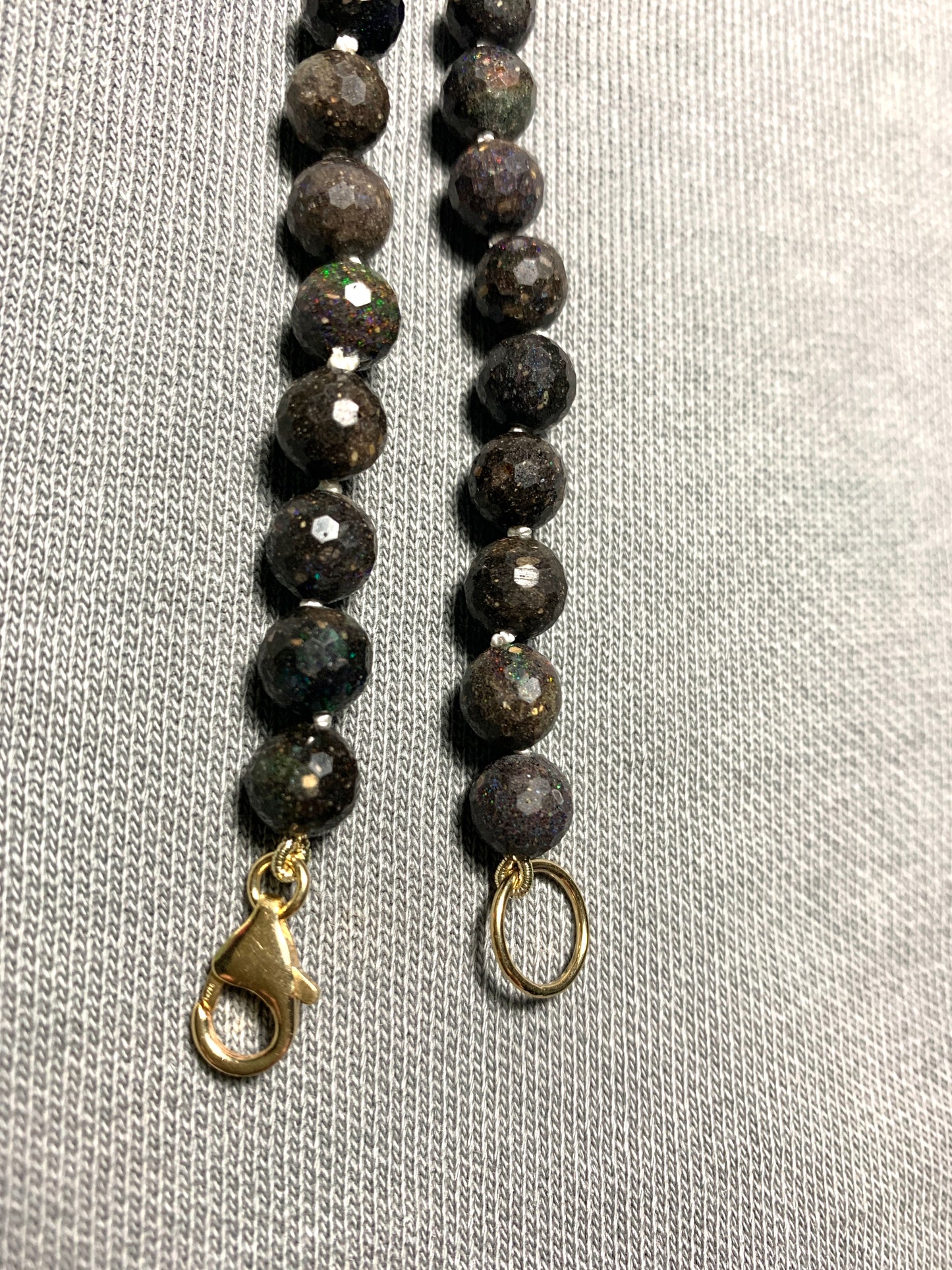 Australian Black Opal Hand Knotted Gemstone Necklace