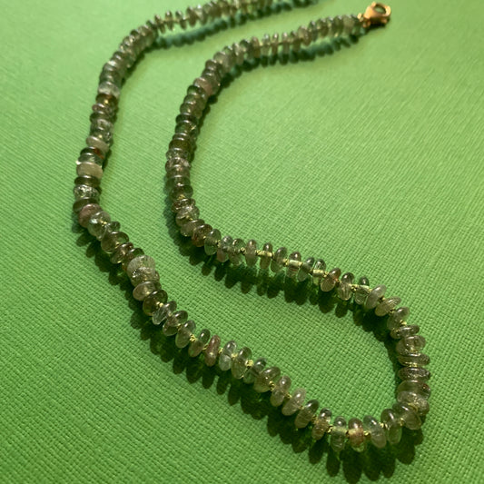 Green Garnet Hand Knotted Necklace