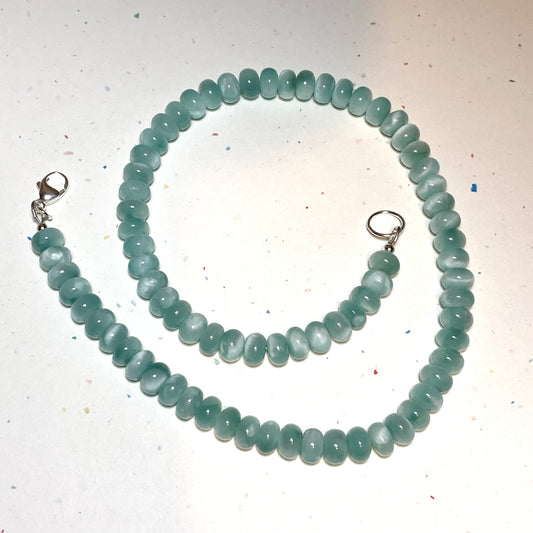 Green Moonstone Beaded Gemstone Necklace