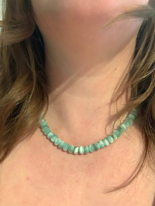 Green Moonstone Beaded Gemstone Necklace