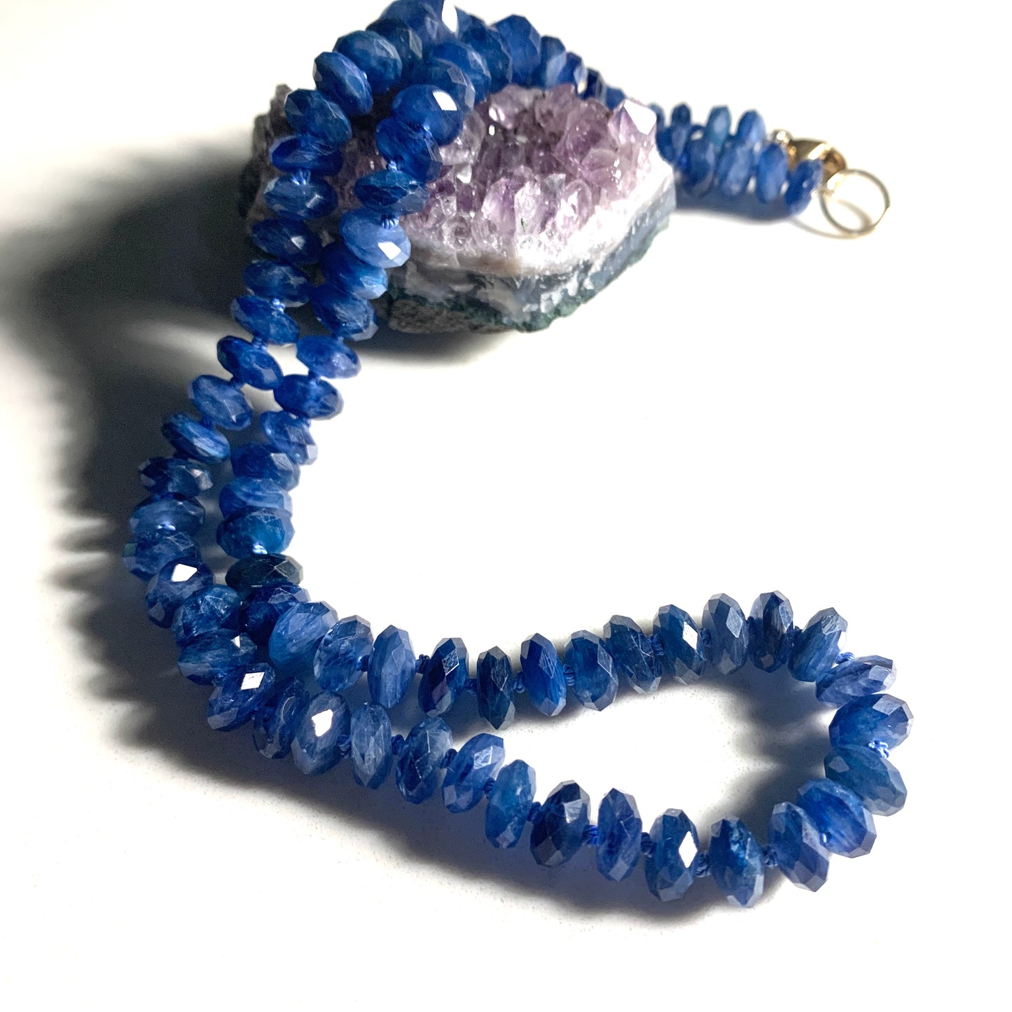 Sparkly Blue Kyanite Hand Knotted Necklace