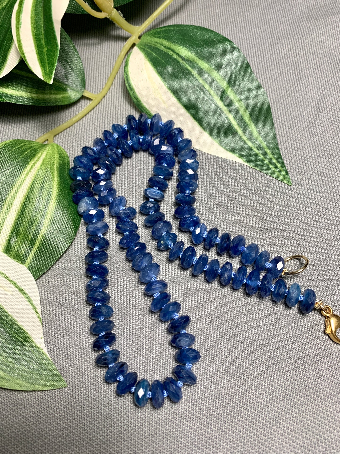 Sparkly Blue Kyanite Hand Knotted Necklace