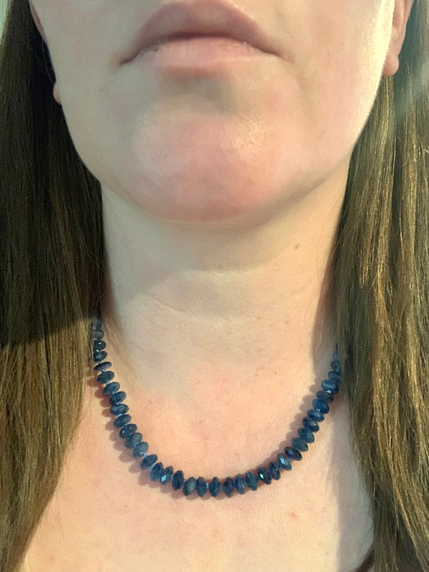 Sparkly Blue Kyanite Hand Knotted Necklace