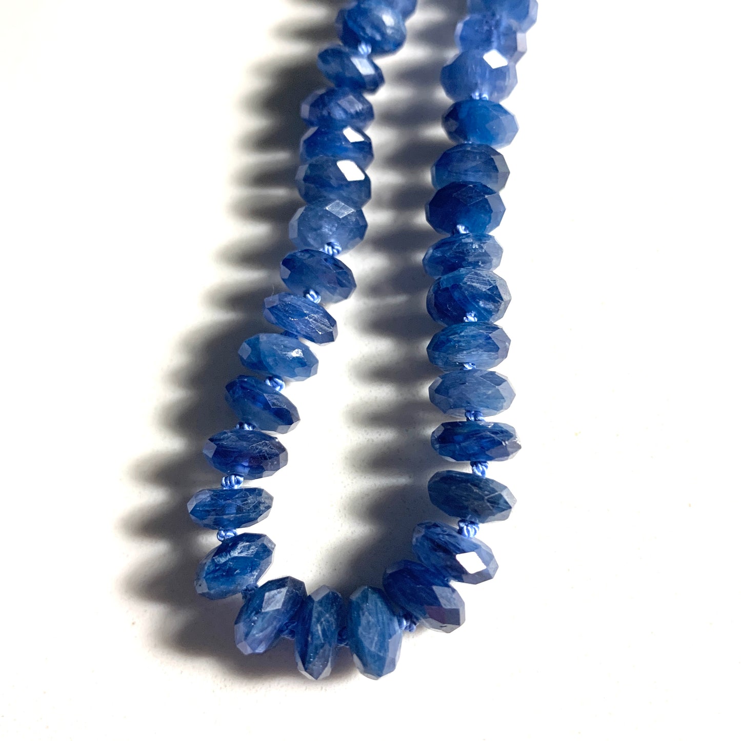 Sparkly Blue Kyanite Hand Knotted Necklace