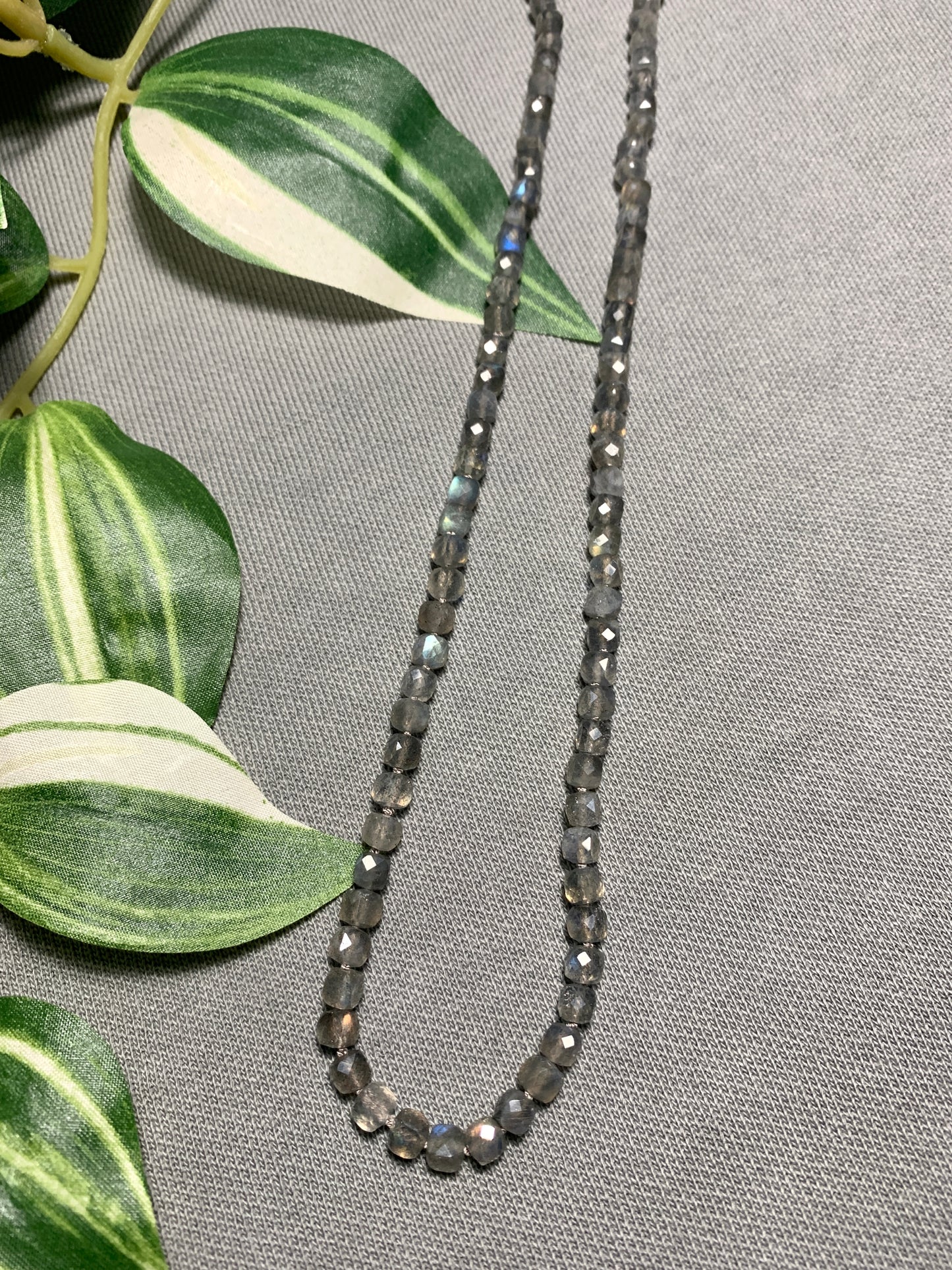 Labradorite Cubes Hand Knotted Gemstone Necklace