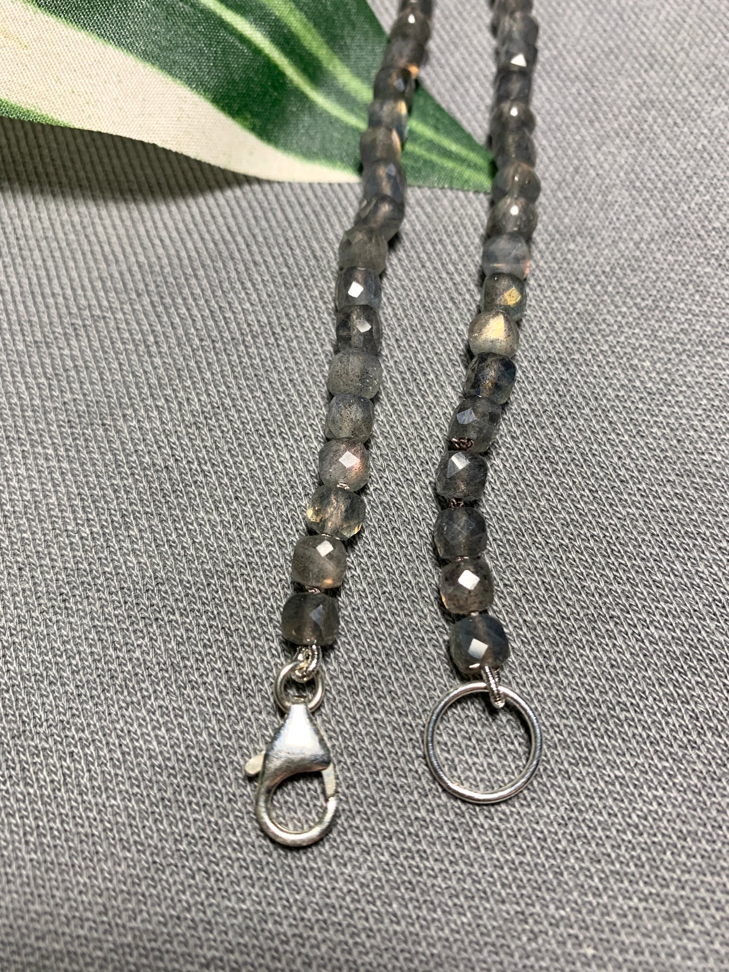 Labradorite Cubes Hand Knotted Gemstone Necklace