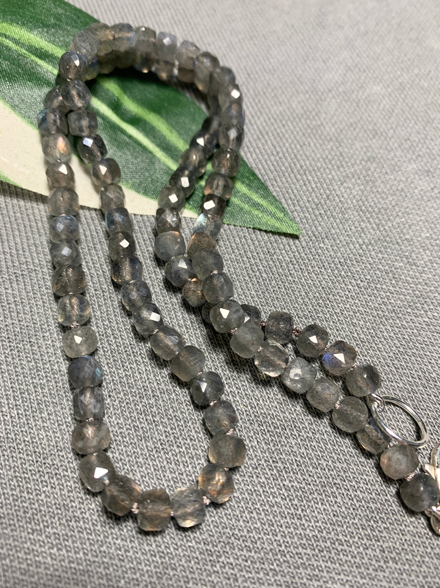 Labradorite Cubes Hand Knotted Gemstone Necklace