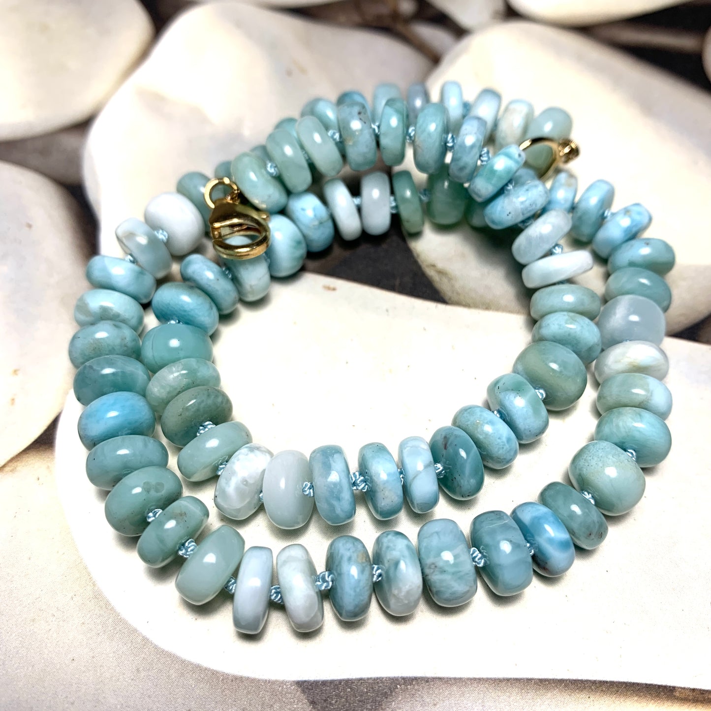 Larimar Hand Knotted Necklace