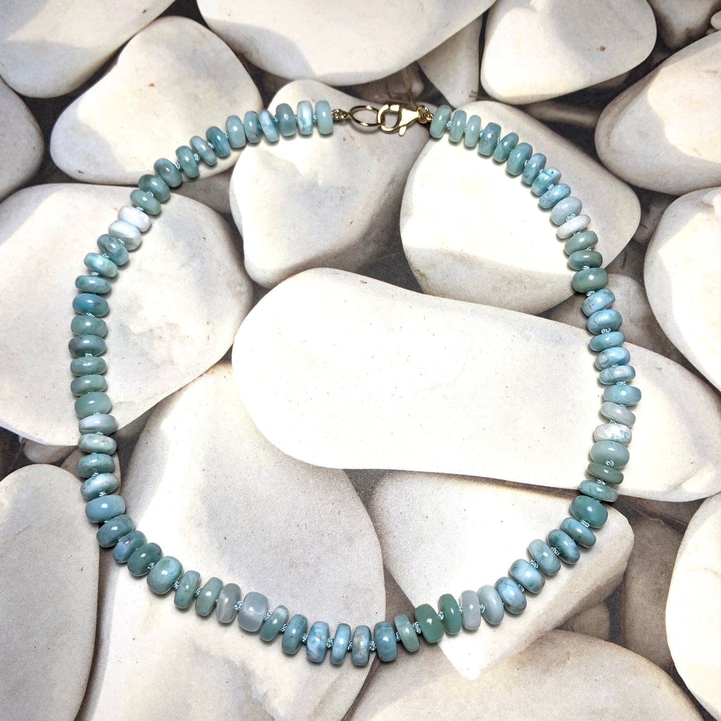 Larimar Hand Knotted Necklace