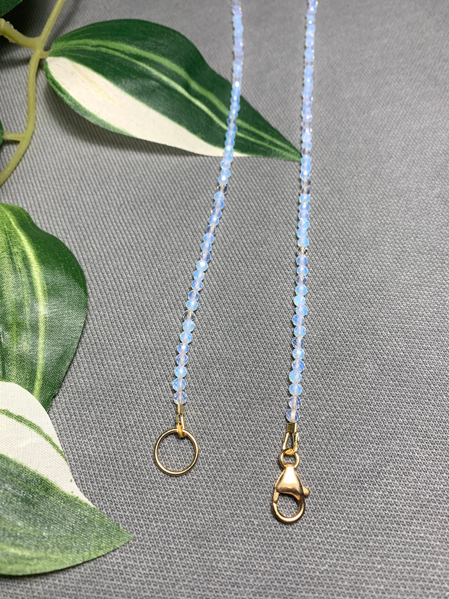 Opalite Wolf Gemstone Pendant Necklace