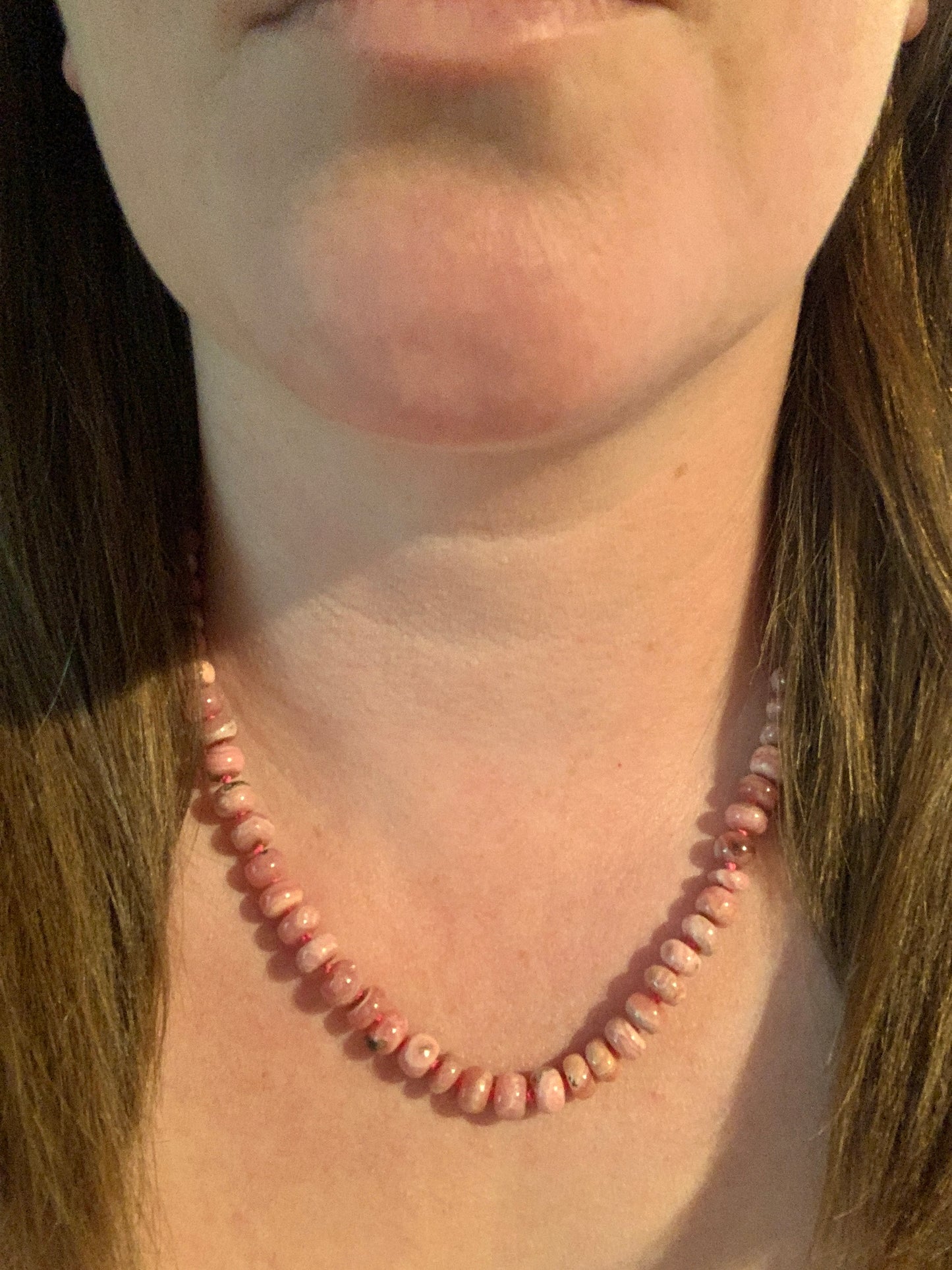 Rhodochrosite Hand Knotted Necklace