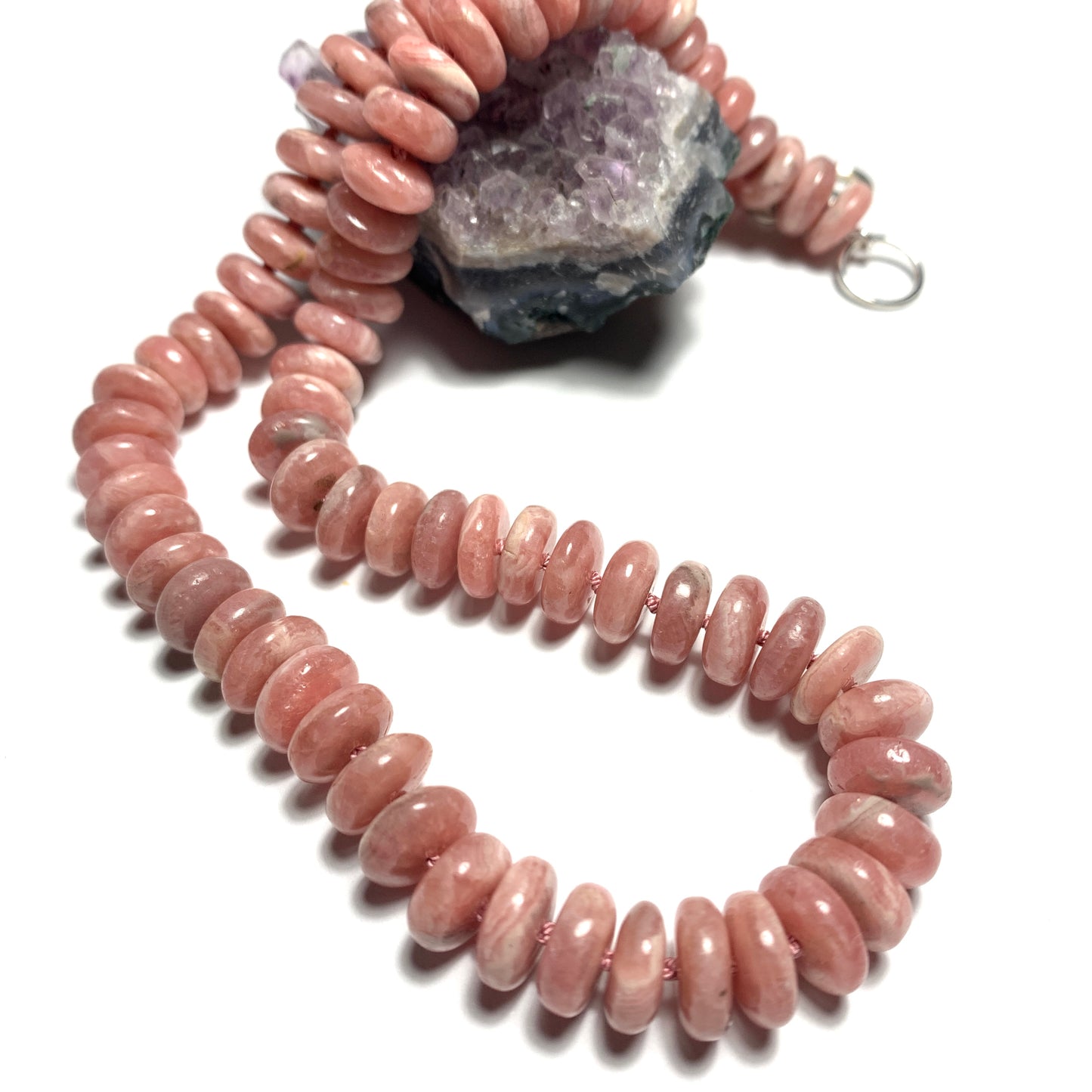 Rhodochrosite Hand Knotted Necklace