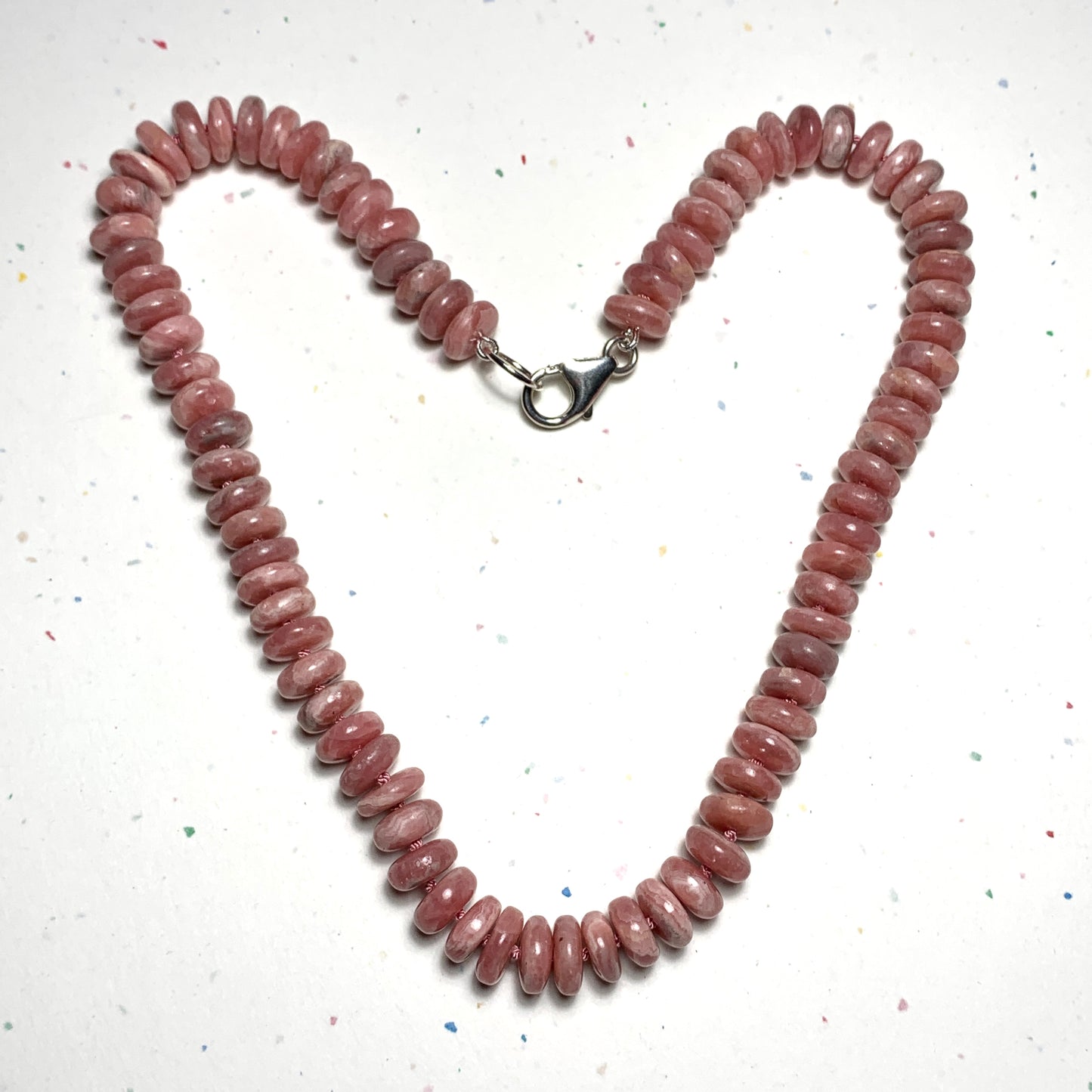 Rhodochrosite Hand Knotted Necklace