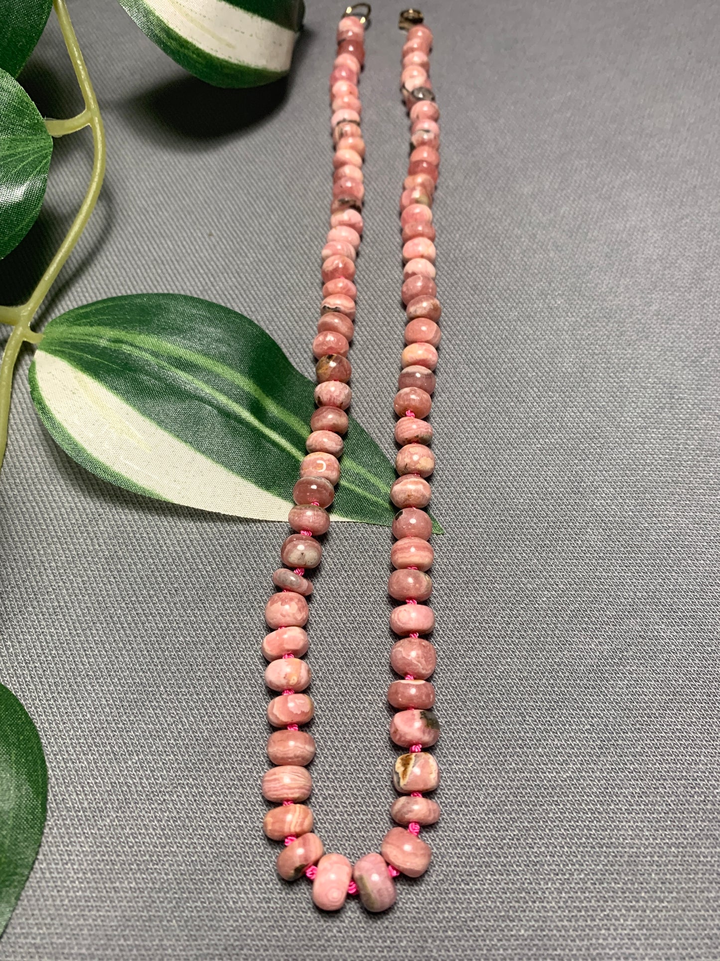 Rhodochrosite Hand Knotted Necklace