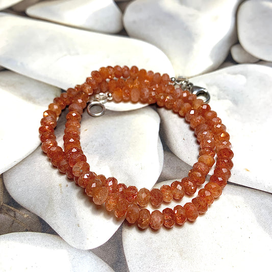 Sparky Sunstone Beaded Gemstone Necklace