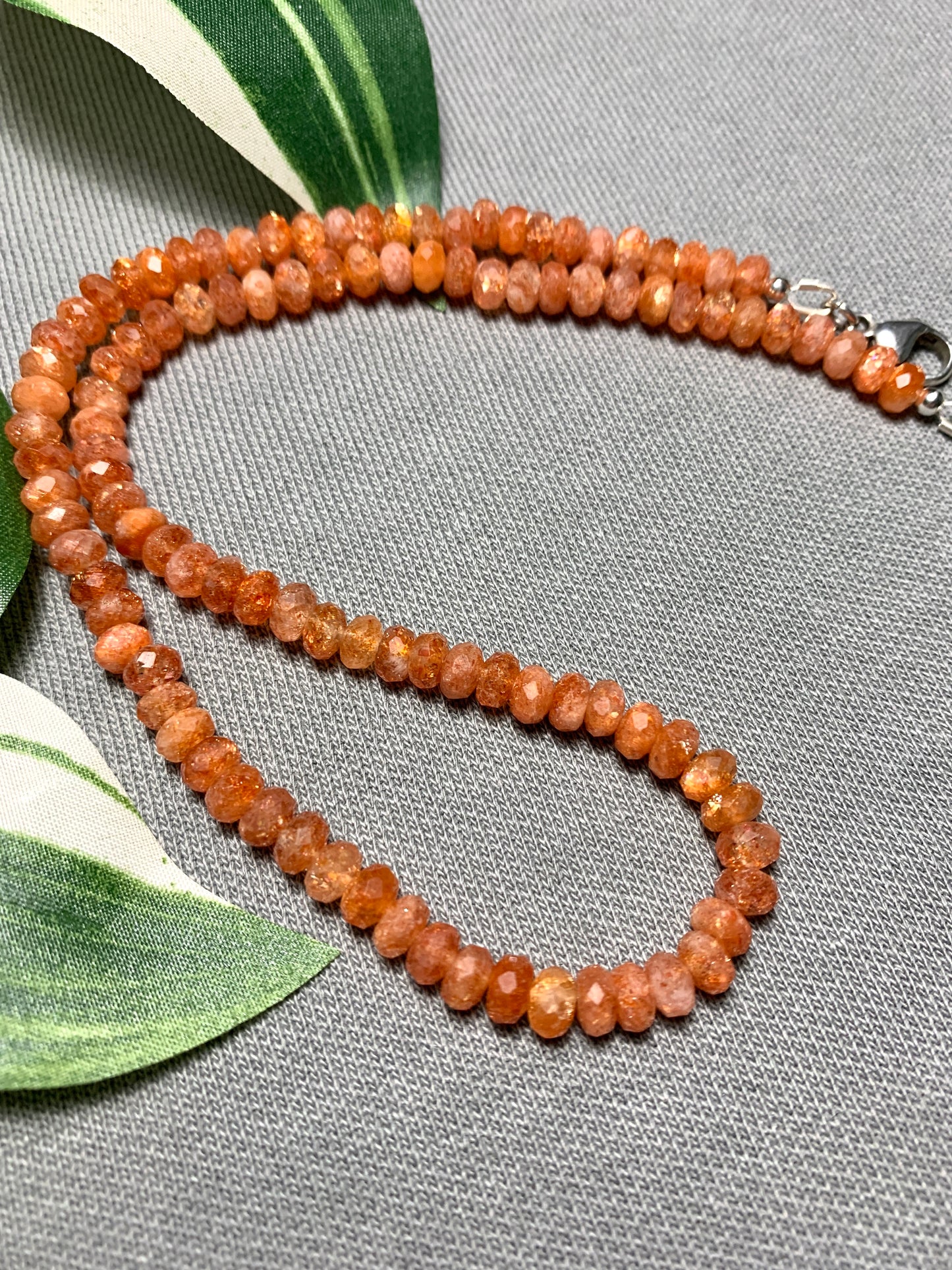 Sparky Sunstone Beaded Gemstone Necklace