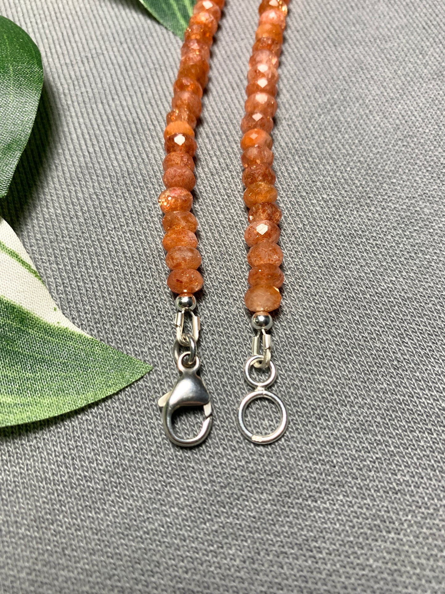 Sparky Sunstone Beaded Gemstone Necklace