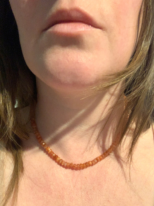 Sparky Sunstone Beaded Gemstone Necklace