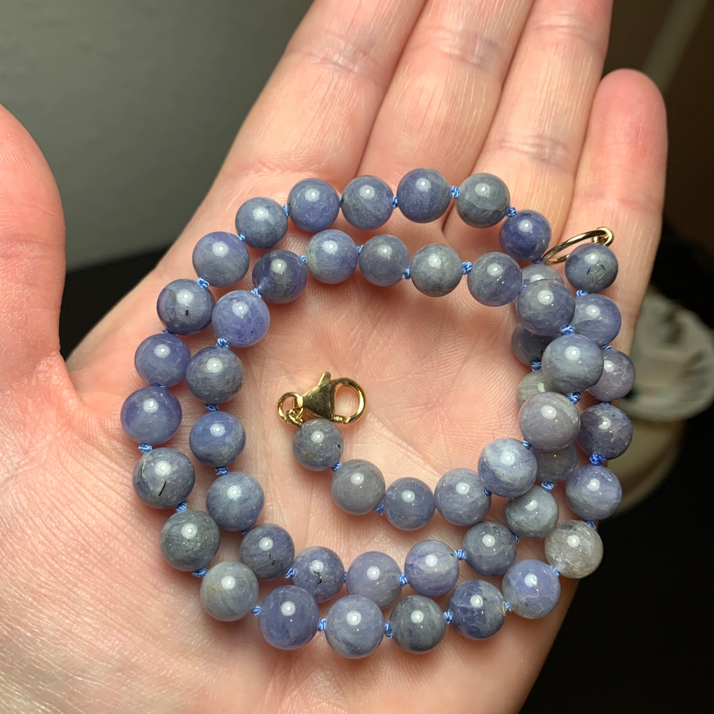 Tanzanite Rounds Hand Knotted Necklace