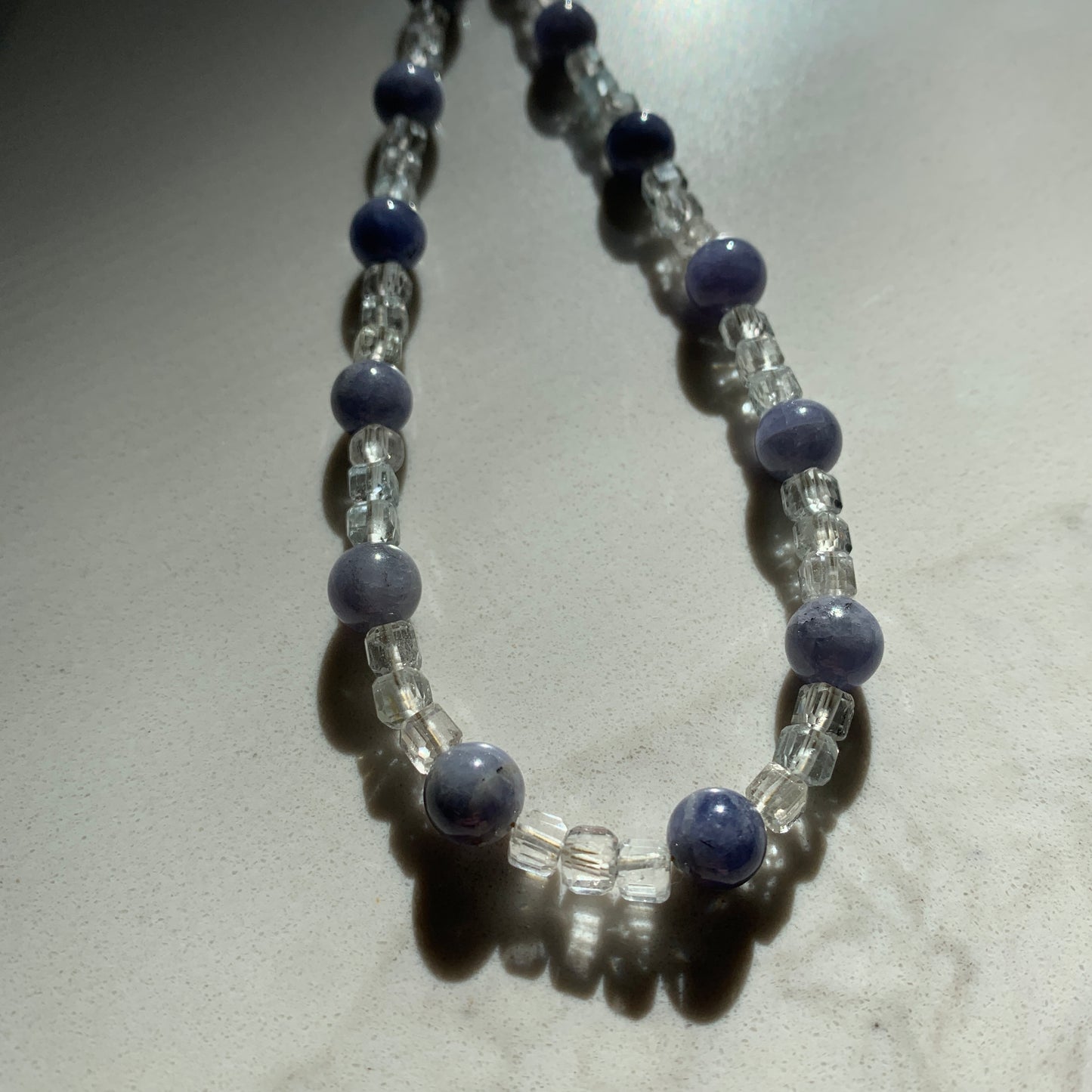 Tanzanite and Topaz Beaded Gemstone Necklace