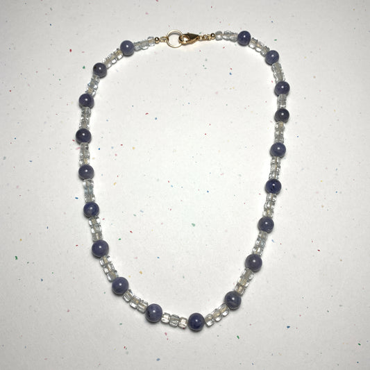 Tanzanite and Topaz Beaded Gemstone Necklace