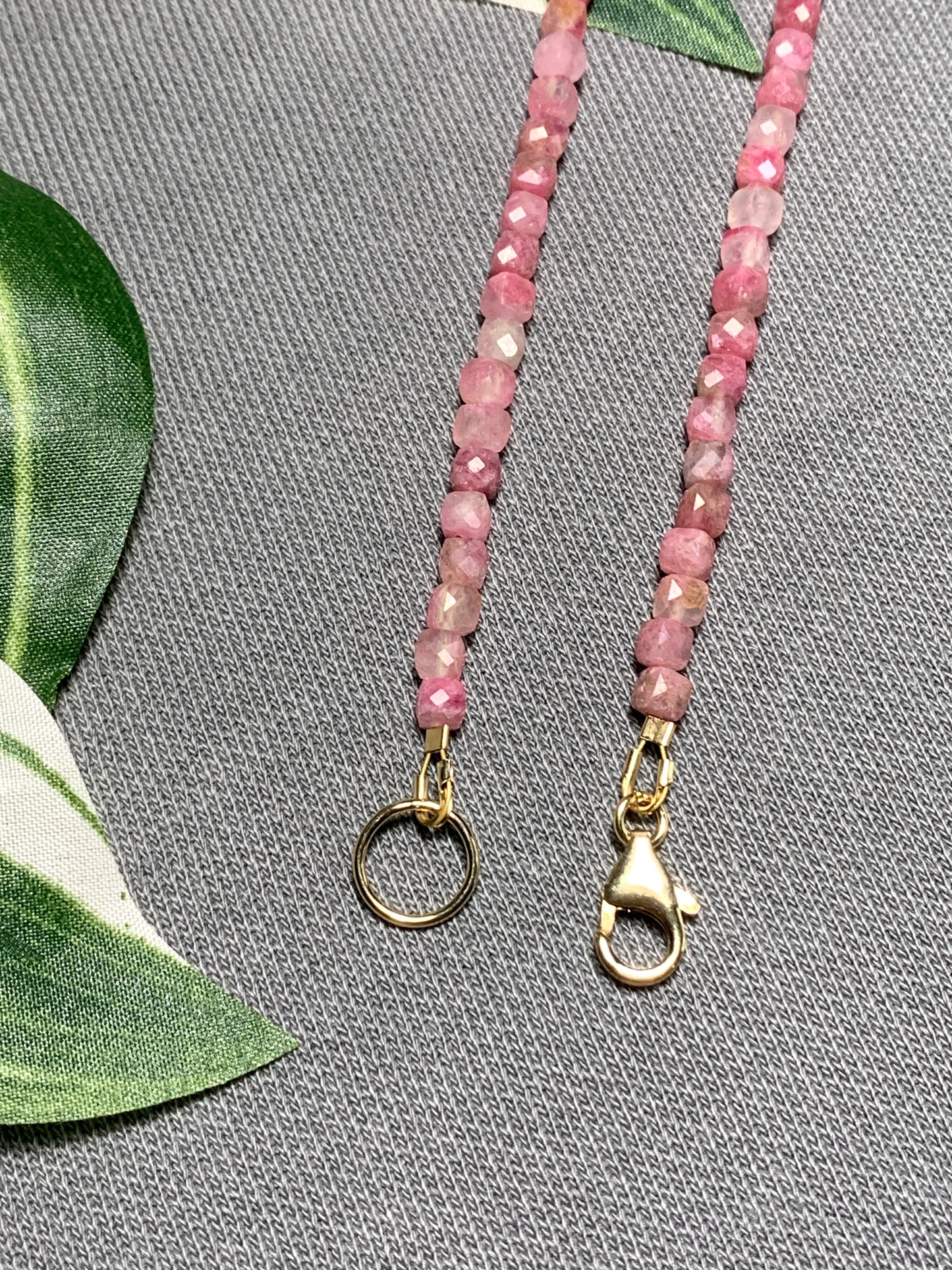 Rare Thulite Gemstone Necklace with Cherry Quartz