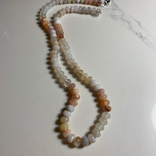 Cherry Blossom Agate Hand Knotted Necklace