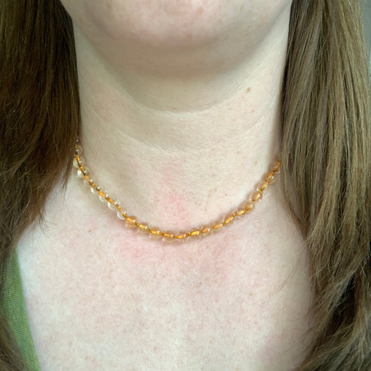 Citrine Rounds Hand Knotted Necklace