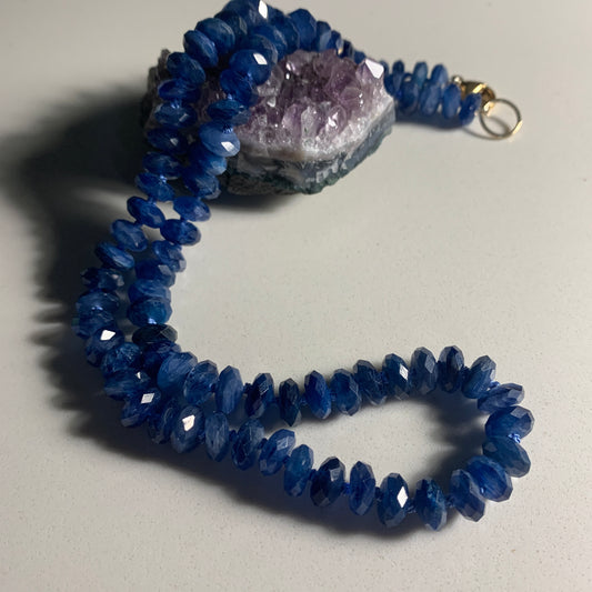 Sparkly Blue Kyanite Hand Knotted Necklace