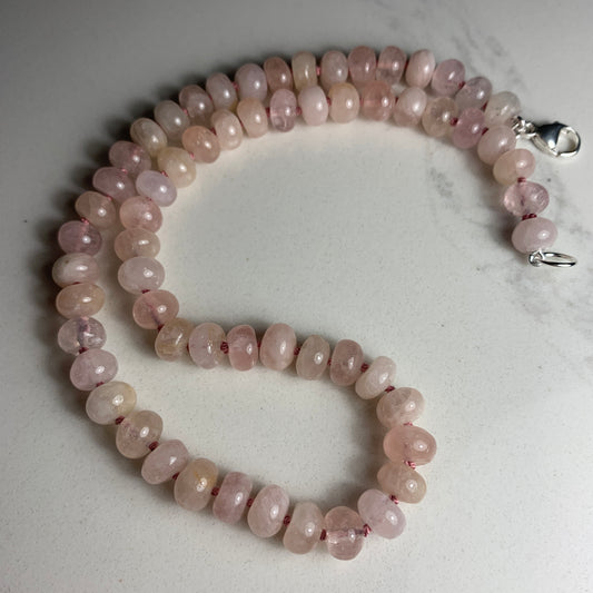 Morganite Hand Knotted Necklace