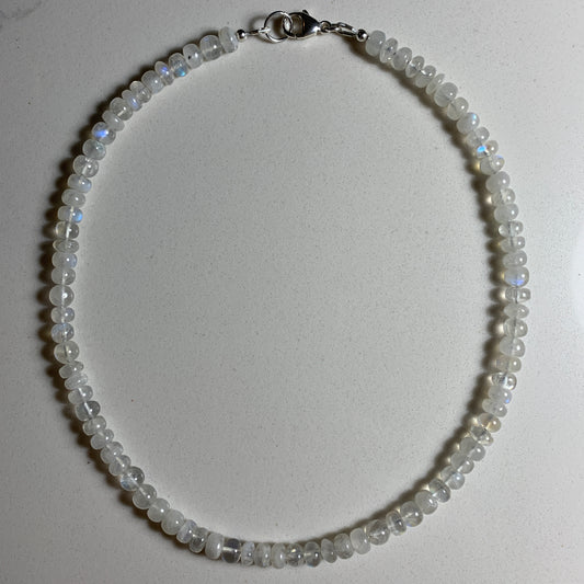 Rainbow Moonstone Beaded Gemstone Necklace