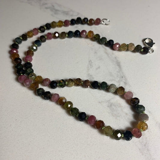 Watermelon Tourmaline Hand Knotted Necklace